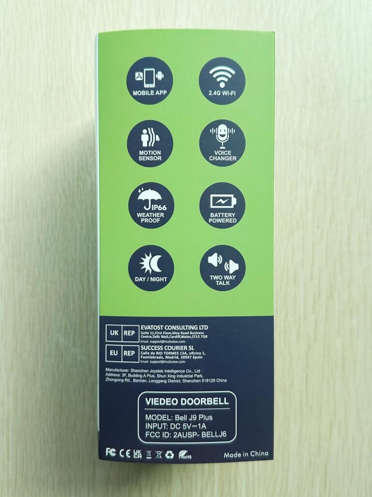 MUBVIEW - 1080P HD Sonnette sans Fil avec Caméra, Batterie Visiophone sans Fil avec Carillon, 2.4GHz Wi-FI, Détection de Mouvement PIR, Vision Nocturne, Audio Bidirectionnel, Étanche Extérieur, Noir