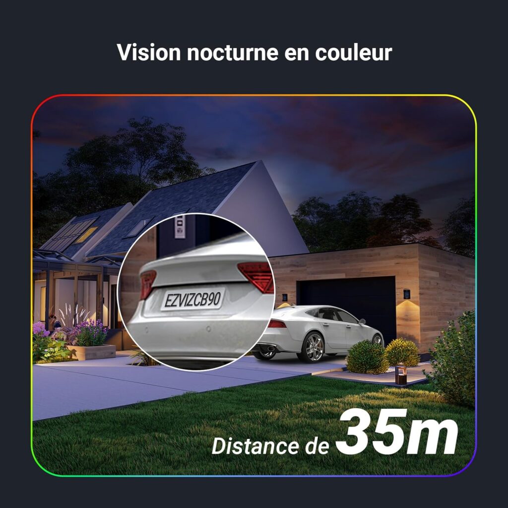 EZVIZ 8MP(4MP+4MP) Camera Surveillance WiFi Exterieure sans Fil à Double Objectif Motorisé, Camera Exterieur Solaire, Mode Always-on, Détection de Personne/Véhicule, CB90 Dual+8W Panneau Solaire