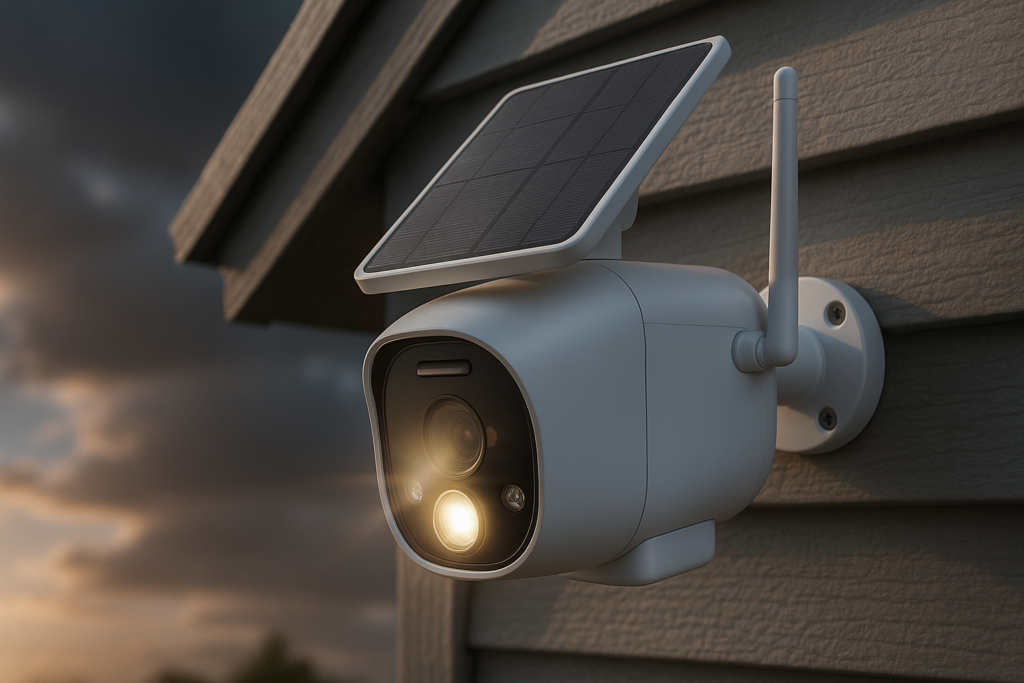 ANRAN 2K WiFi Surveillance Camera, Integrated Solar Panel, IP Camera Battery, Unlimited Power, Spotlight Night Vision, Two-Way Audio, Human Detection, Alarm Siren