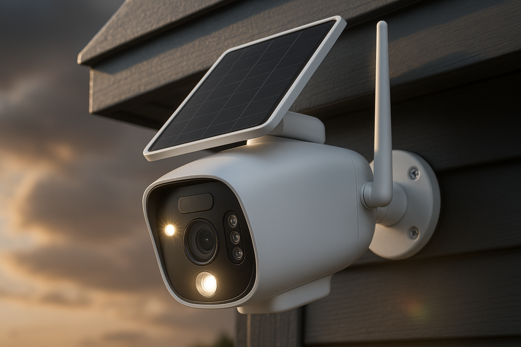 ANRAN 2K WiFi Surveillance Camera, Integrated Solar Panel, IP Camera Battery, Unlimited Power, Spotlight Night Vision, Two-Way Audio, Human Detection, Alarm Siren